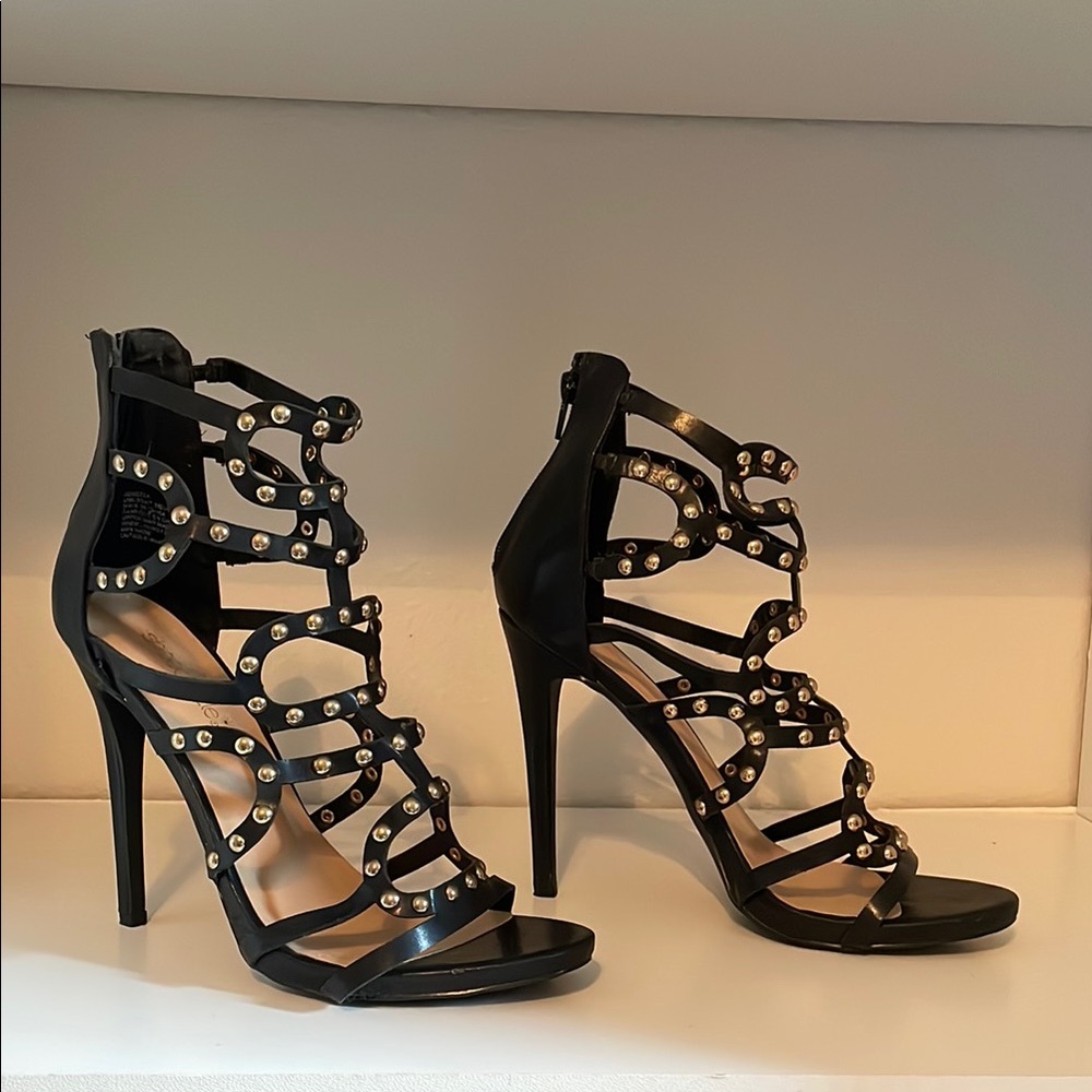 Black Studded Women's Heels